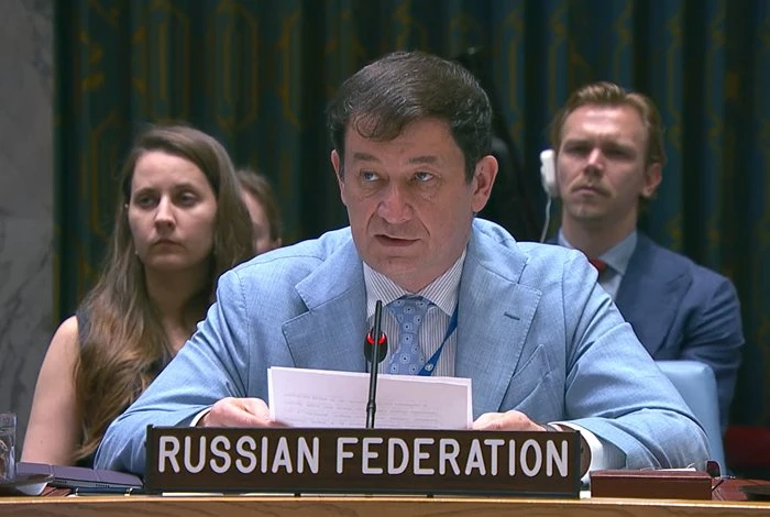 Quyền Đại diện thường trực phái đoàn Nga tại LHQ Dmitry Polyanskiy. Ảnh: UN WEB TV