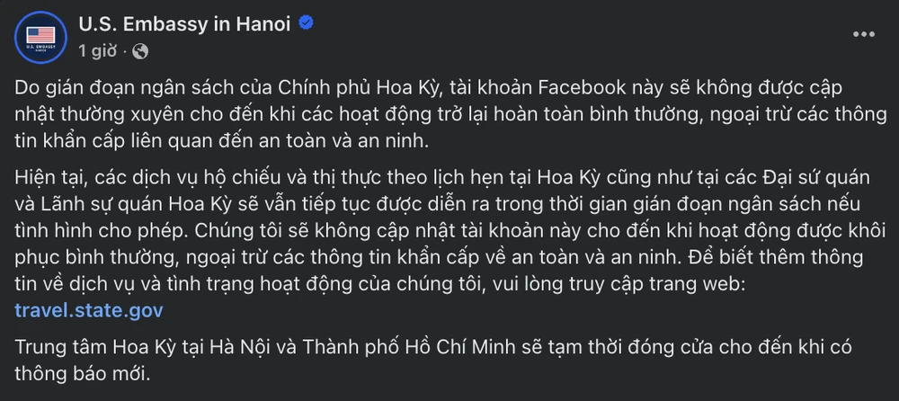 chính phủ Mỹ đóng cửa