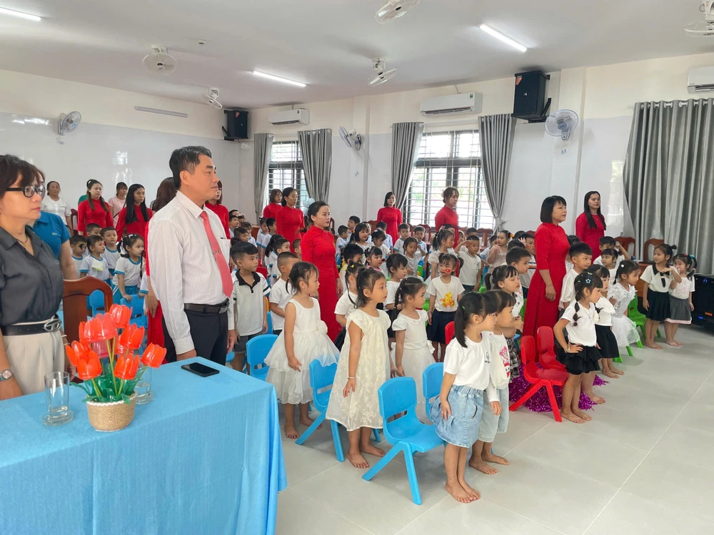 Lễ khai giảng ở trường Mầm non Hướng Dương tại đặc khu Côn Đảo. Ảnh: KHÁNH LY