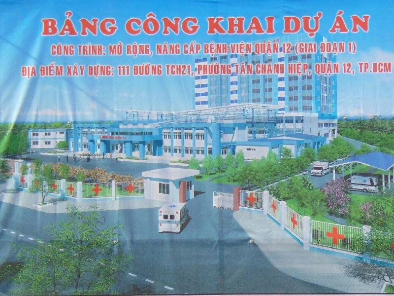 Mô phỏng BV quận 12 sau khi được mở rộng nâng cấp. Ảnh: TRẦN NGỌC Theo Ban Quản lý đầu tư xây dựng công trình, BV quận 12 được nân