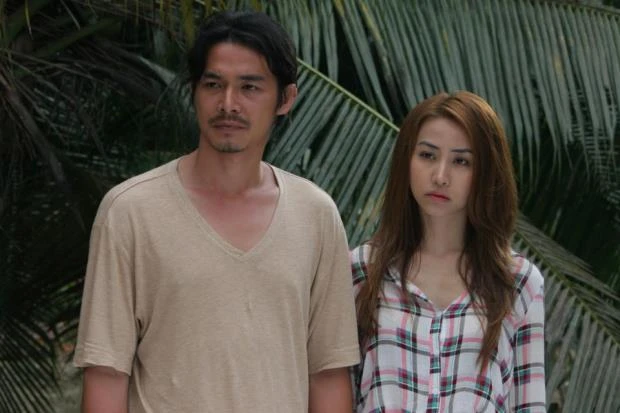 Quách Ngọc Ngoan và Ngân Khánh trong một cảnh quay.