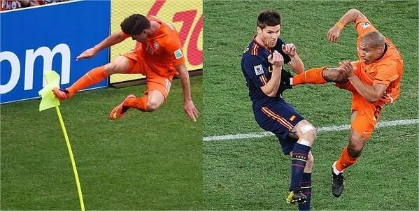 Ảnh chế pha tung cước ăn mừng ấn tượng của Huntelaar ảnh 2