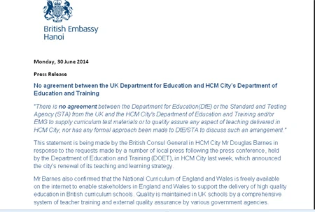 Sở GD-DT TP.HCM, Tổng lãnh sự Anh,