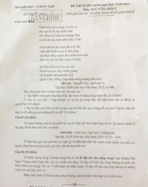 Gợi ý đáp án môn Văn, khối C, D ảnh 1