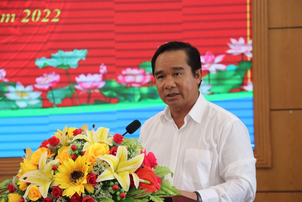 Bí thư Tỉnh ủy, Chủ tịch HĐND tỉnh Long An Nguyễn Văn Được phát biểu ý kiến tại hội nghị. Ảnh: HD