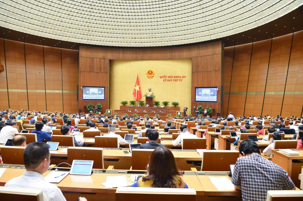 Quang cảnh tại kỳ họp Quốc hội sáng ngày 27-10. Ảnh: CTV