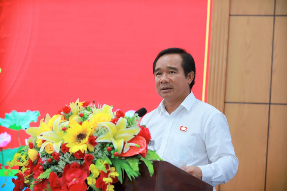 Bí thư Tỉnh ủy Long An - Nguyễn Văn Được phát biểu chỉ đạo tại hội nghị. Ảnh: HUỲNH DU