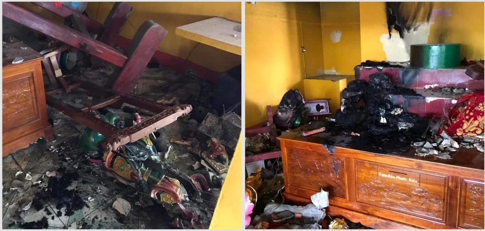 vật dụng bị đốt cháy