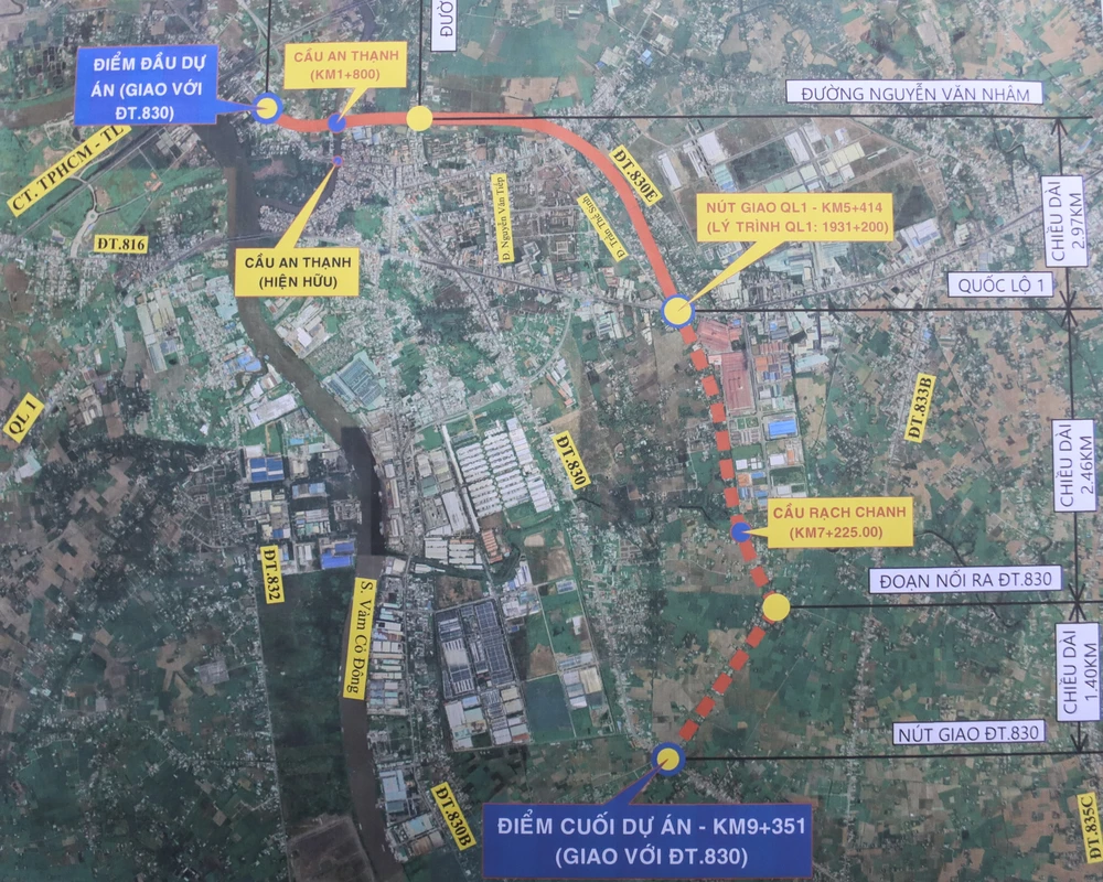 Sơ đồ công trình đường tỉnh 830E. Ảnh: HD