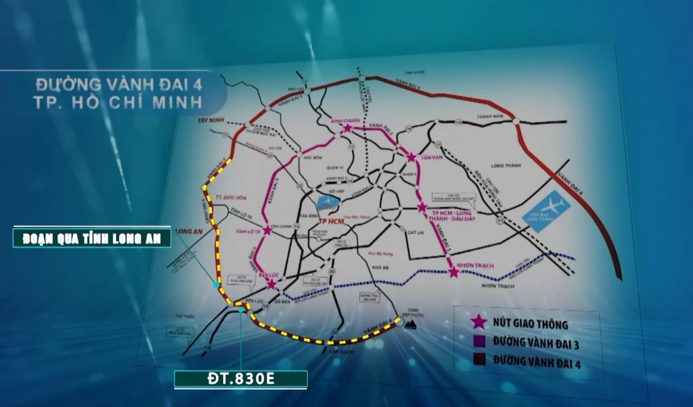 Đường Vành đai 4 TP.HCM qua Long An với chiều dài 78,3 km. Ảnh: HD Đường Vành đai 4 TP.HCM qua Long An với chiều dài 78,3 km. Ảnh: HD