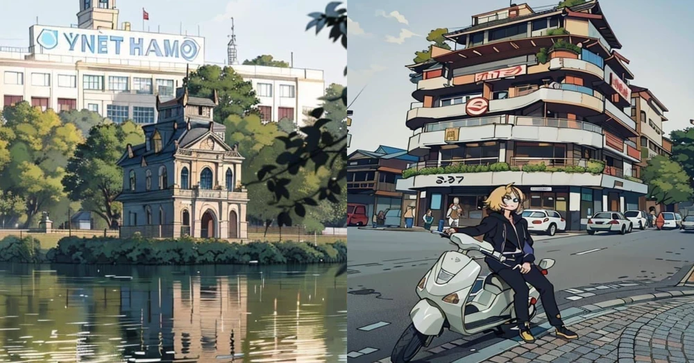 Thủ đô Hà Nội lung linh hơn sau màn chuyển mình sang hình ảnh phong cách truyện tranh. Ảnh chụp màn hình.