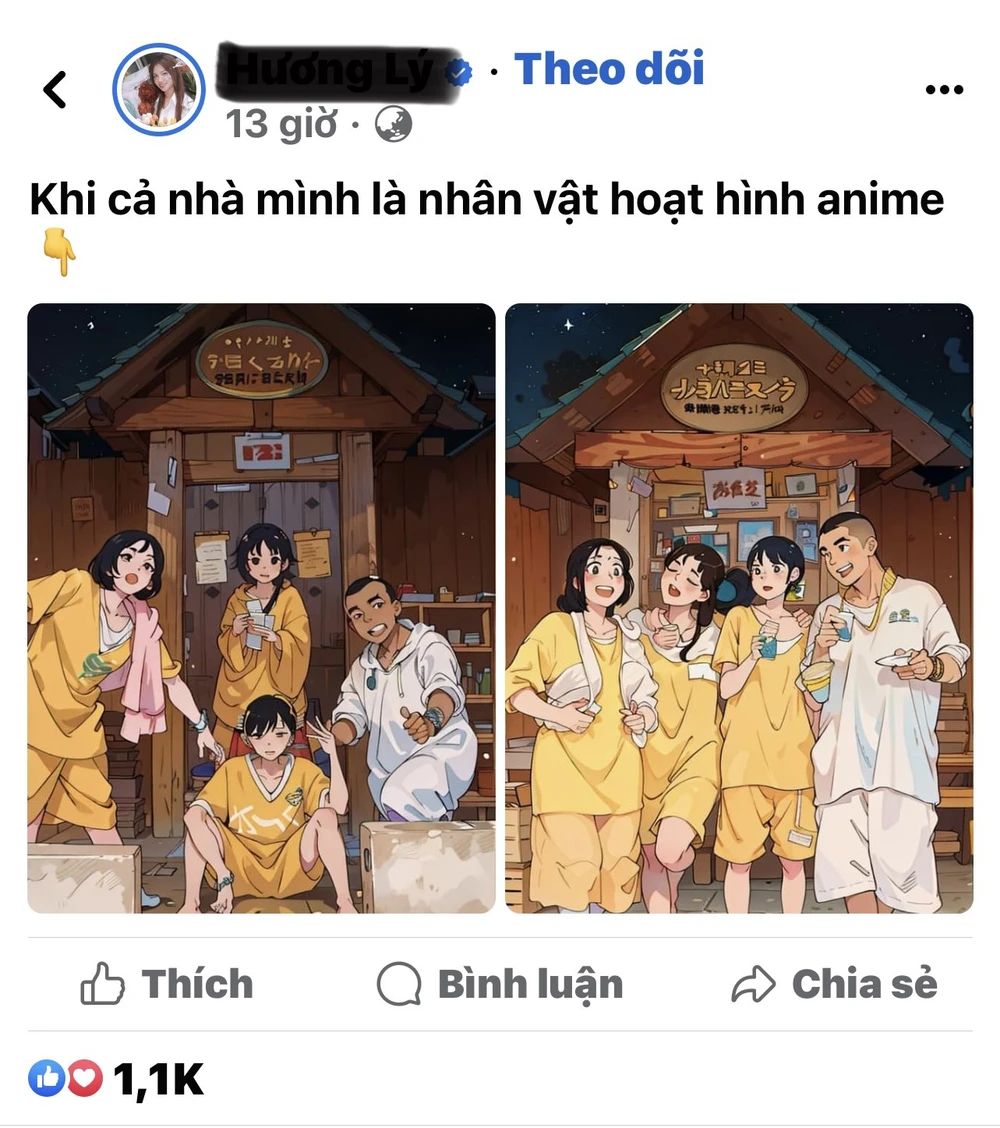 Cả gia đình cùng "tự vẽ" thành nhân vật truyện tranh Nhật Bản (Anime). Ảnh chụp màn hình.