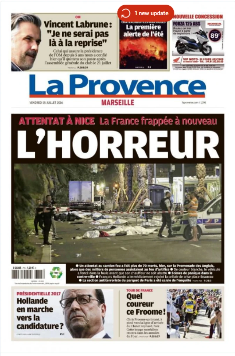 Báo Pháp đưa tin về vụ khủng bố. 