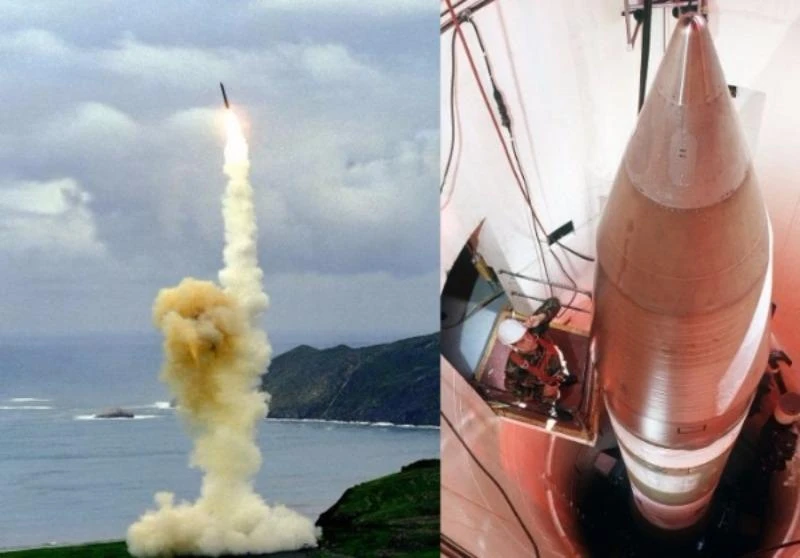 Tên lửa Minuteman III của Mỹ trong một lần phóng (trái), và được chứa trong hầm.
