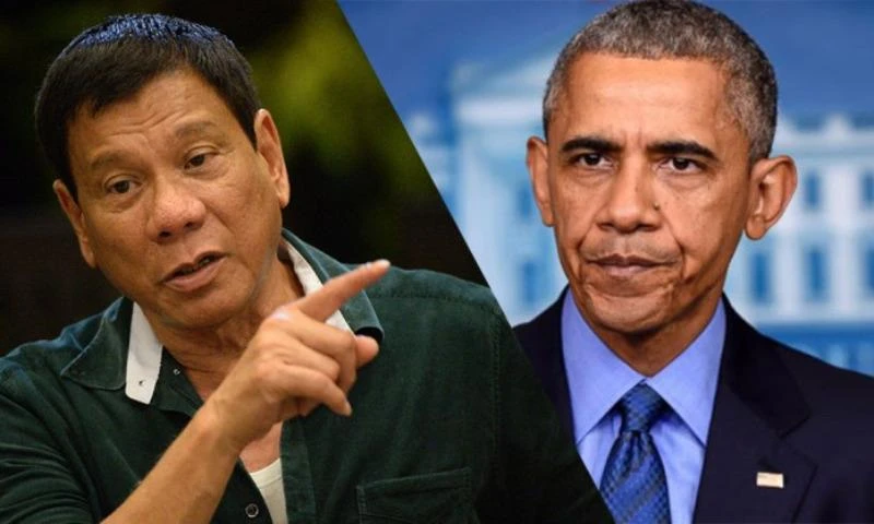 Ông Duterte (trái) gọi ông Obama là “đồ đáng ghét”. 