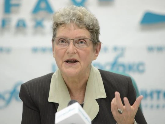 Bà Svetlana Gannushkina tại một cuộc họp báo ở Moscow (Nga) ngày 4-10-2012. 