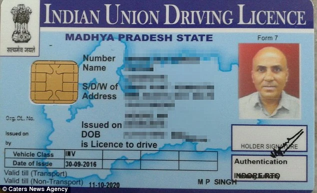 Bằng lái của anh Vikram Agnihotri. 