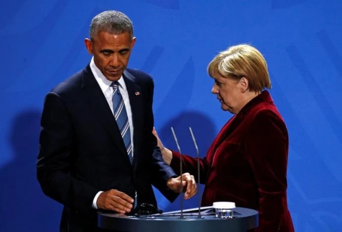 Tổng thống Obama và Thủ tướng Merkel lưu luyến trong cuộc họp báo chung cuối cùng trên cương vị lãnh đạo Mỹ và Đức. 