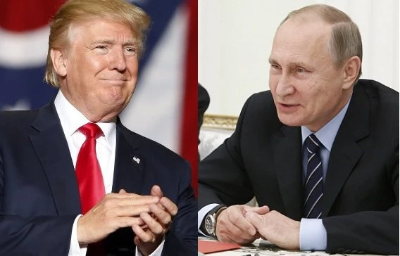 Tổng thống Nga Vladimir Putin (phải) vừa gửi thư ông Tổng thống đắc cử Mỹ Donald Trump (trái). Ảnh: INQUIRER 