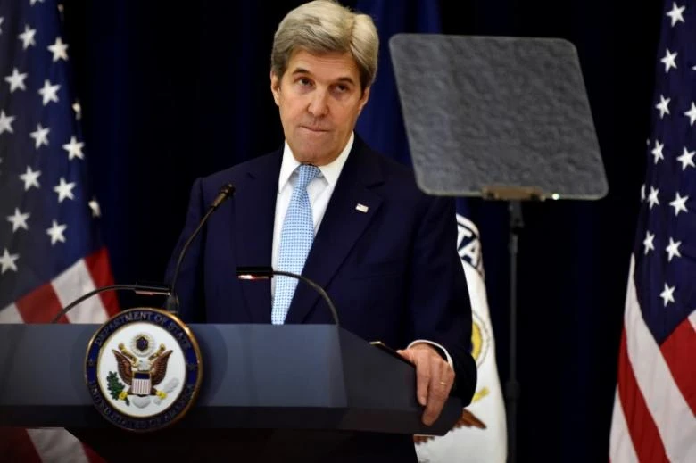 Ngoại trưởng Mỹ John Kerry phát biểu về hòa bình Trung Đông tại Bộ Ngoại giao ngày 28-12. Ảnh: REUTERS 