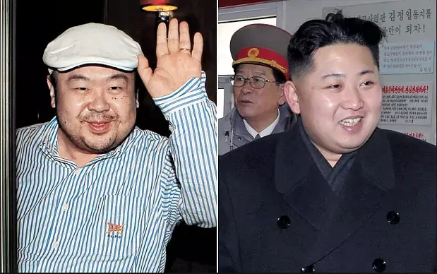 Ông Kim Jong-nam (trái), anh trai lãnh đạo Triều Tiên Kim Jong-un (phải) vừa bị ám sát tại Malaysia. Ảnh: TELEGRAPH