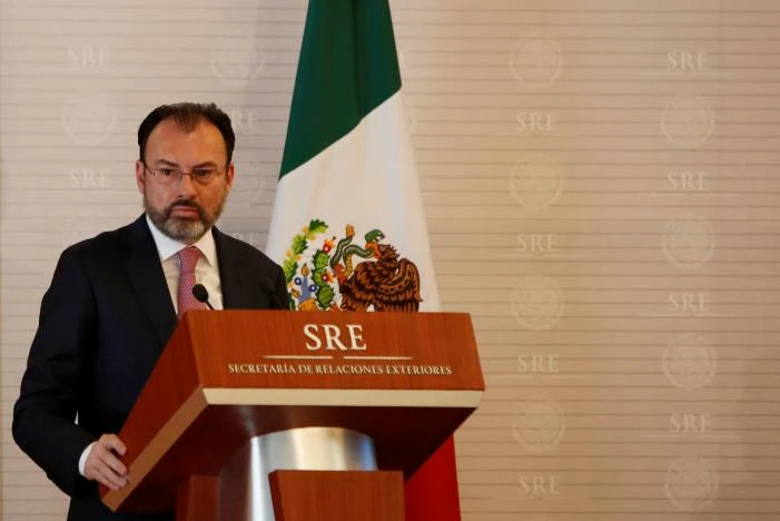 Ngoại trưởng Mexico Luis Videgaray trong một hội nghị với ban nhân quyền LHQ ở Mexico ngày 22-2. Ảnh: REUTERS