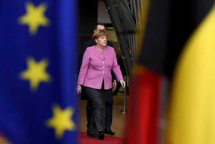 Thủ tướng Đức Angela Merkel đến tham dự hội nghị thượng đỉnh EU ở Brussels (Bỉ) ngày 9-3. Ảnh: REUTERS