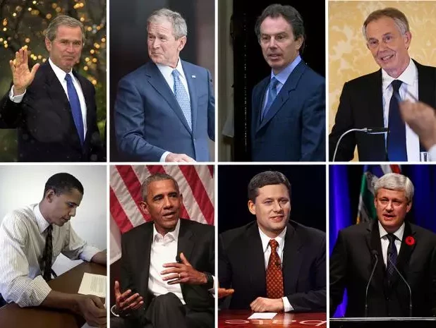 Bốn vị lãnh đạo thế giới cầm quyền cùng thời với Tổng thống Nga Putin, và độ già đi theo năm tháng của họ. Ảnh: NATONAL POST