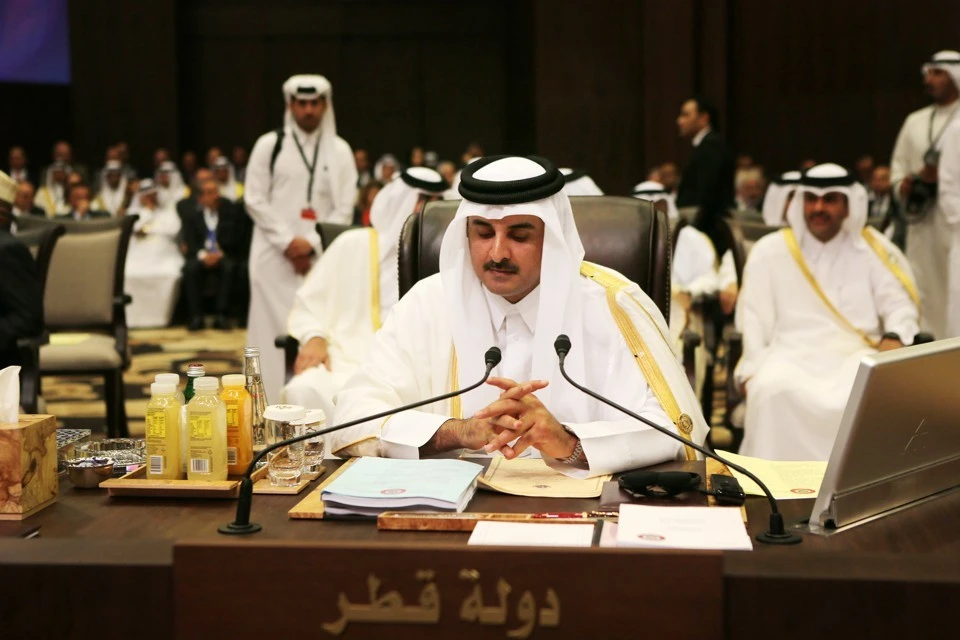 Quốc vương Qatar Tanim Bin Hamad Al Thani dự hội nghị Liên đoàn Ả Rập hồi tháng 3. Ảnh: GETTY IMAGES