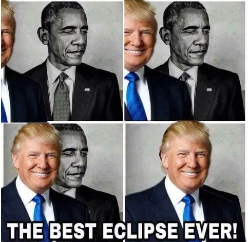 Bức ảnh chế ông Trump “ăn” ông Obama. Ảnh: TWITTER