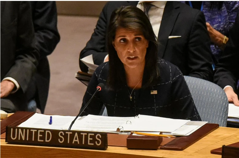 Nữ đại sứ Mỹ tại LHQ trong kỳ hop Hội đồng Bảo an ngày 11-9. Ảnh: REUTERS