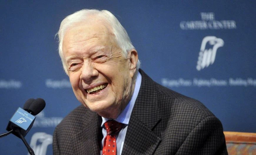 Cựu Tổng thống Dân chủ Mỹ Jimmy Carter tại một cuộc họp báo ở bang Georgia (Mỹ) ngày 20-8-2015. Ảnh: REUTERS
