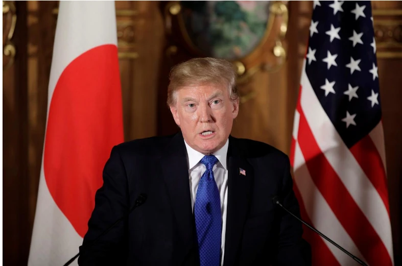 Tổng thống Mỹ Donald Trump trong cuộc họp báo chung với Thủ tướng Nhật Shinzo Abe tại Tokyo (Nhật) ngày 6-11. Ảnh: REUTERS