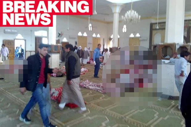 Hiện trường đẫm máu bên trong đền thờ. Ảnh: SINAI NEWS