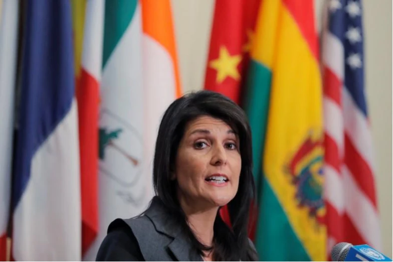 Đại sứ Mỹ tại Liên Hiệp Quốc Nikki Haley phát biểu tại trụ sở LHQ ở New York (Mỹ) ngày 2-1. Ảnh: REUTERS