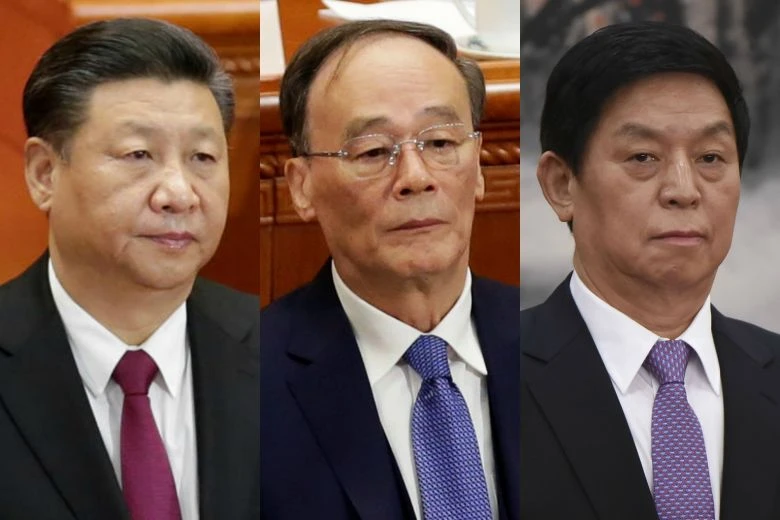 Chủ tịch Trung Quốc Tập Cận Bình (phải) và hai Phó Chủ tịch Vương Kỳ Sơn (giữa), Lật Chính Thư.