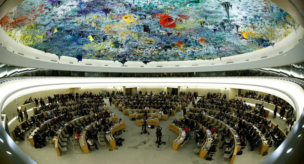 Một phiên họp của Hội đồng Nhân quyền LHQ tại Geneva (Thụy Sĩ). Ảnh: REUTERS