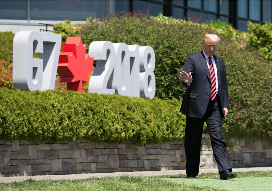 Tổng thống Mỹ Donald Trump tại hội nghị G7 ở TP La Malbaie, Quebec (Canada) ngày 8-6. Ảnh: REUTERS