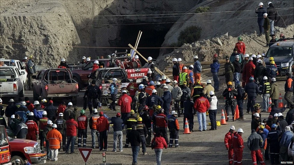 Hầm mỏ San Jose bị sập ngày 5-8-2010. Ảnh: REUTERS