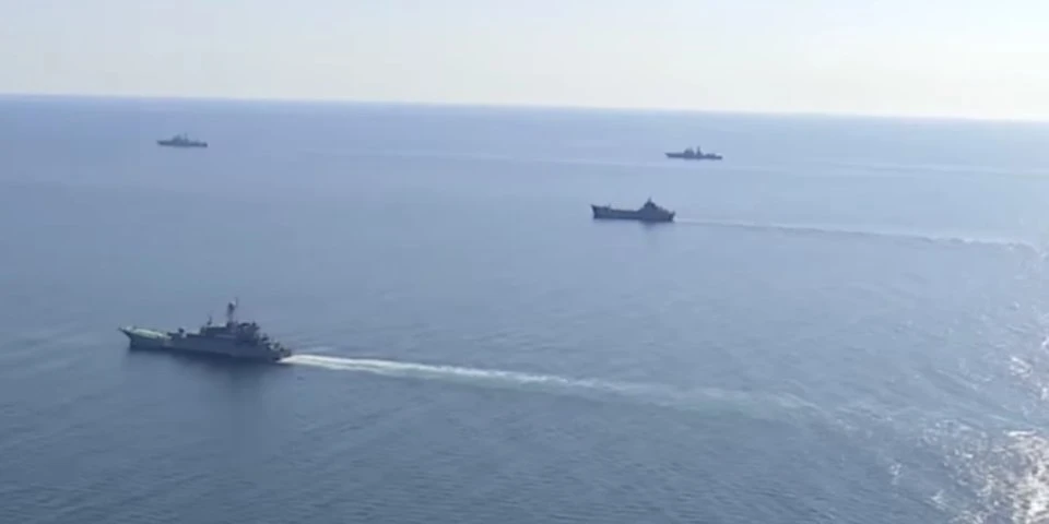 Tàu chiến Nga tham gia cuộc tập trận Vostok 2018, ở biển Okhotst. Ảnh: BỘ QUỐC PHÒNG NGA