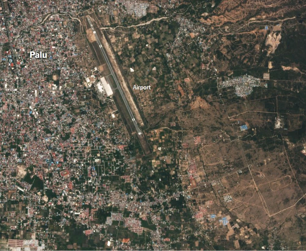 Sân bay Palu trước thảm họa. Ảnh: PLANET