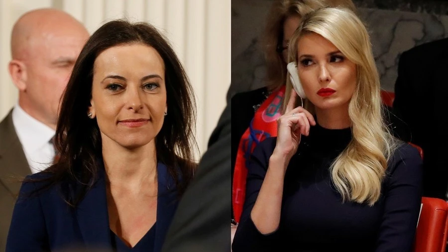 Bà Dina Powell (trái) và cô Ivanka Trump. Ảnh: REUTERS