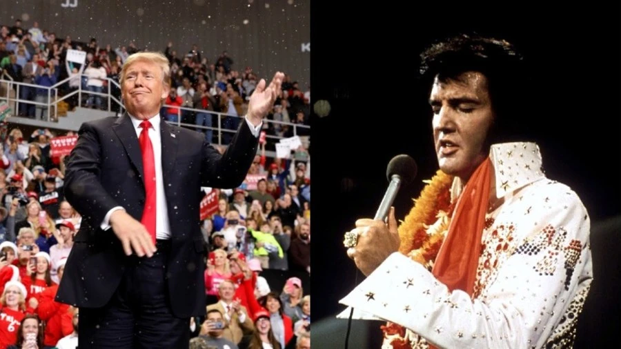 Tổng thống Mỹ Donald Trump (trái) và ca sĩ huyền thoại Elvis Presley (phải). Ảnh: REUTERS