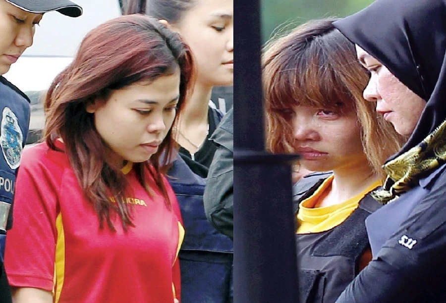 Hai nữ nghi can Siti Aisyah (trái) và Đoàn Thị Hương (phải). Ảnh: AFP