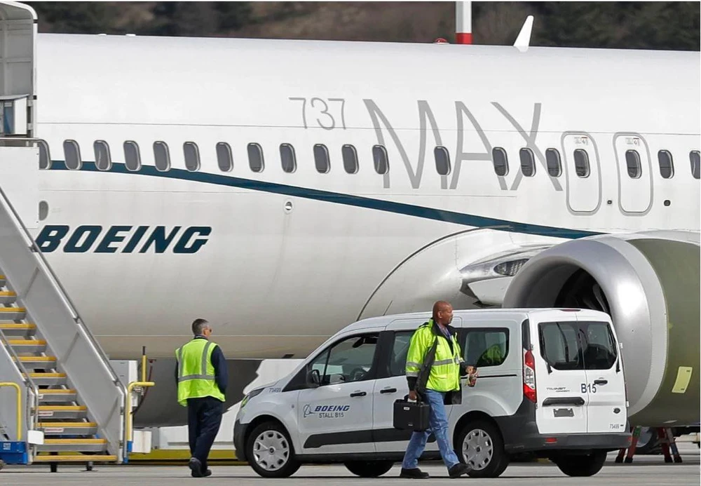 Một chiếc Boeing 737 MAX 8 đậu tại nhà máy ở TP Seattle, bang Washington (Mỹ) ngày 15-3. Ảnh: AP