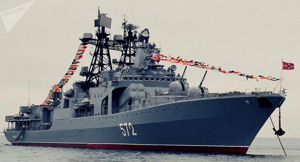 Tàu khu trục tên lửa Đô đốc Vinogradov lớp Udaloy của Nga. Ảnh: SPUTNIK