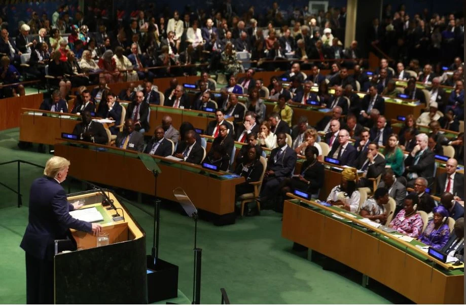 Tổng thống Mỹ Donald Trump phát biểu tại kỳ họp Đại Hội đồng LHQ ở New York ngày 24-9. Ảnh: REUTERS