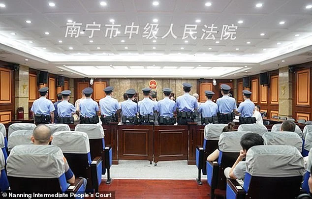 Phiên tòa xét xử ông Tan Youhui và các “sát thủ”. Ảnh: TÒA ÁN SƠ THẨM NAM NINH