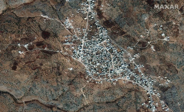 Hình ảnh vệ tinh nơi ở của thủ lĩnh tối cao IS Baghdadi, gần làng Barisha, tỉnh Idlib (Syria), ngày 28-10. Ảnh: REUTERS