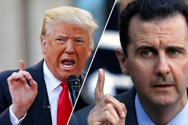 Ông Assad (phải) “khen” ông Trump (trái) là tổng thống Mỹ trung thực nhất. Ảnh: LOBELOG